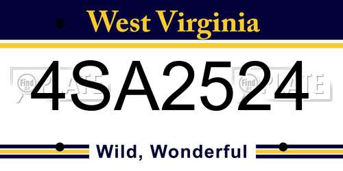 4SA2524 West Virginia License Plate