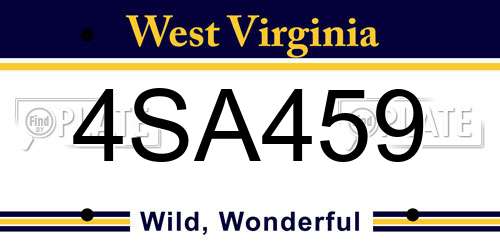 4SA459 West Virginia License Plate