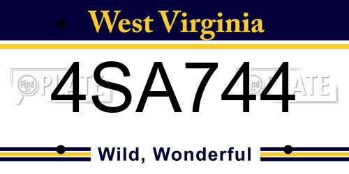 4SA744 West Virginia License Plate