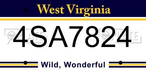 4SA7824 West Virginia License Plate