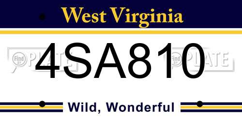 4SA810 West Virginia License Plate