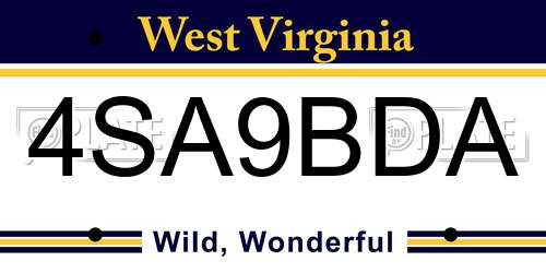 4SA9BDA West Virginia License Plate