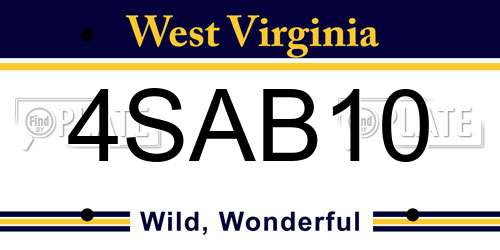 4SAB10 West Virginia License Plate
