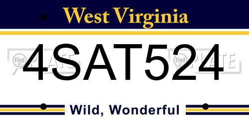 4SAT524 West Virginia License Plate