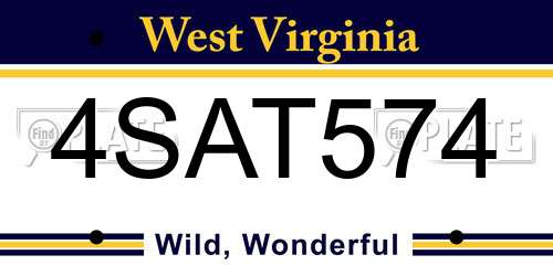 4SAT574 West Virginia License Plate
