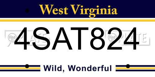 4SAT824 West Virginia License Plate