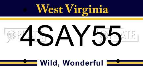 4SAY55 West Virginia License Plate