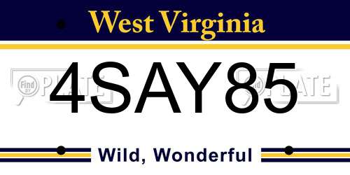 4SAY85 West Virginia License Plate