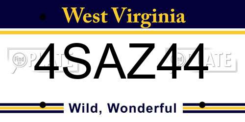 4SAZ44 West Virginia License Plate