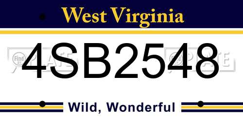 4SB2548 West Virginia License Plate