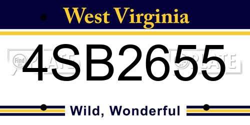 4SB2655 West Virginia License Plate