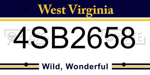 4SB2658 West Virginia License Plate
