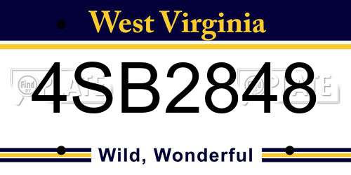 4SB2848 West Virginia License Plate