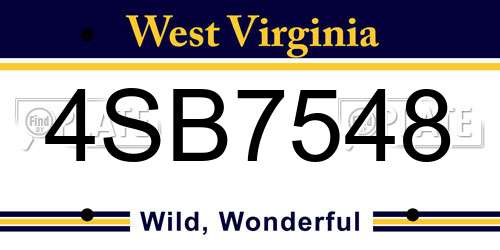 4SB7548 West Virginia License Plate
