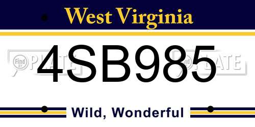 4SB985 West Virginia License Plate