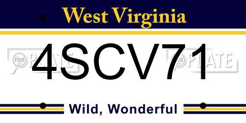 4SCV71 West Virginia License Plate
