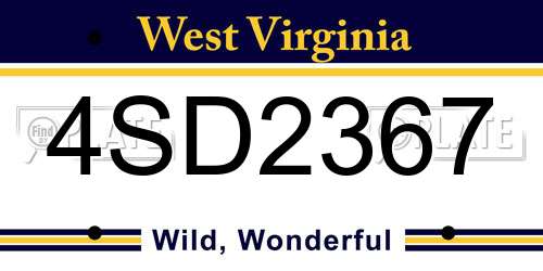 4SD2367 West Virginia License Plate