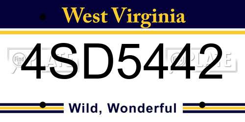 4SD5442 West Virginia License Plate