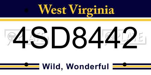 4SD8442 West Virginia License Plate