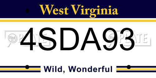 4SDA93 West Virginia License Plate