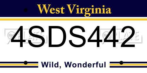 4SDS442 West Virginia License Plate