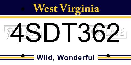 4SDT362 West Virginia License Plate