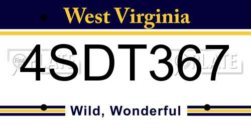 4SDT367 West Virginia License Plate