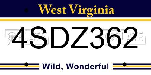 4SDZ362 West Virginia License Plate