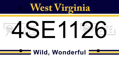4SE1126 West Virginia License Plate