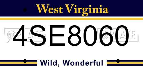 4SE8060 West Virginia License Plate
