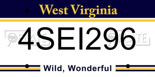 4SEI296 West Virginia License Plate