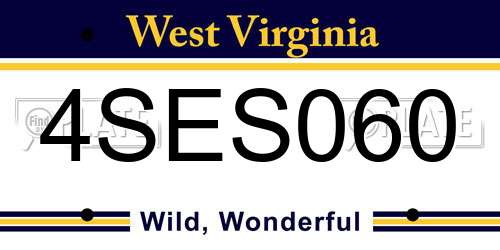 4SES060 West Virginia License Plate
