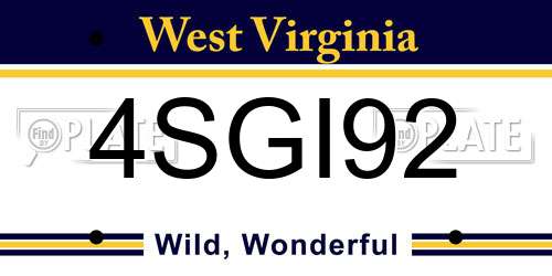 4SGI92 West Virginia License Plate