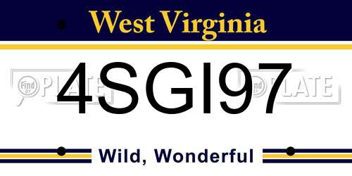 4SGI97 West Virginia License Plate