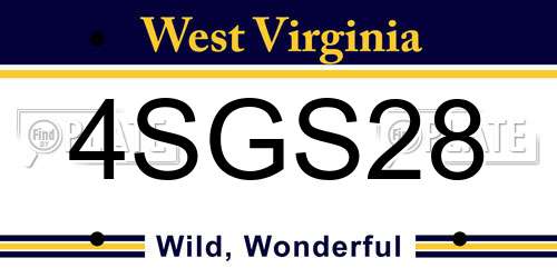 4SGS28 West Virginia License Plate