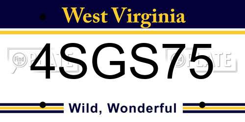 4SGS75 West Virginia License Plate