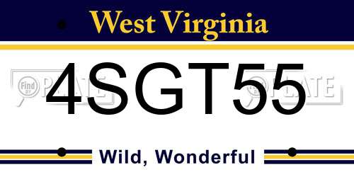 4SGT55 West Virginia License Plate