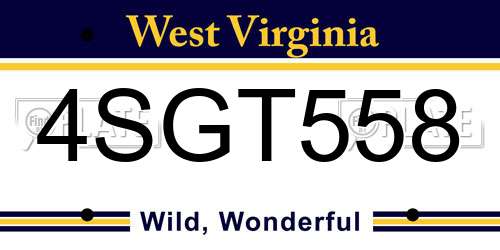 4SGT558 West Virginia License Plate