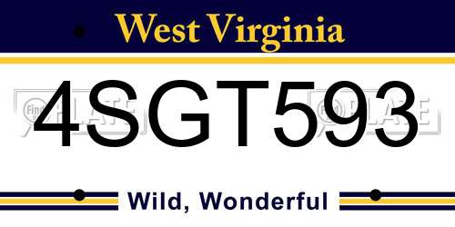4SGT593 West Virginia License Plate