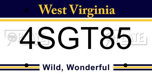 4SGT85 West Virginia License Plate