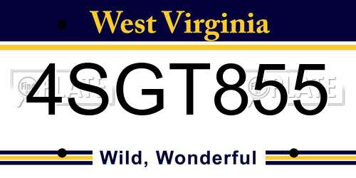 4SGT855 West Virginia License Plate