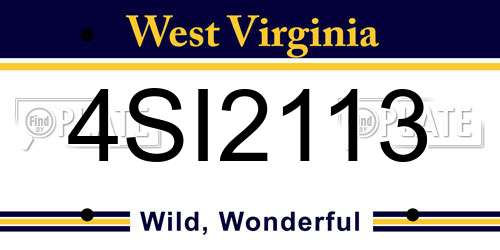 4SI2113 West Virginia License Plate