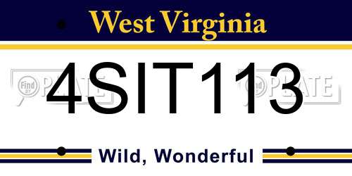 4SIT113 West Virginia License Plate