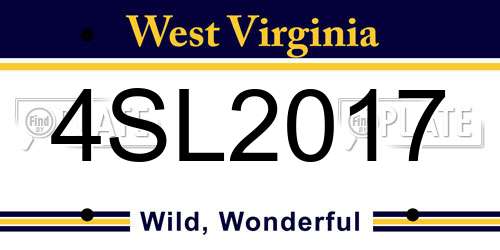4SL2017 West Virginia License Plate