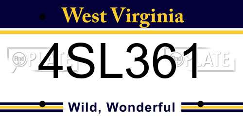4SL361 West Virginia License Plate