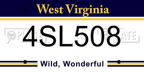 4SL508 West Virginia License Plate