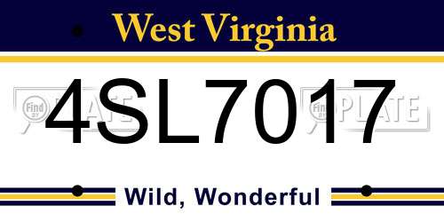 4SL7017 West Virginia License Plate