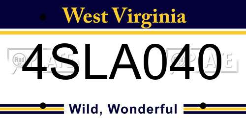 4SLA040 West Virginia License Plate