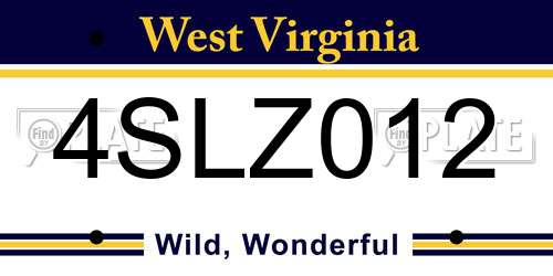 4SLZ012 West Virginia License Plate