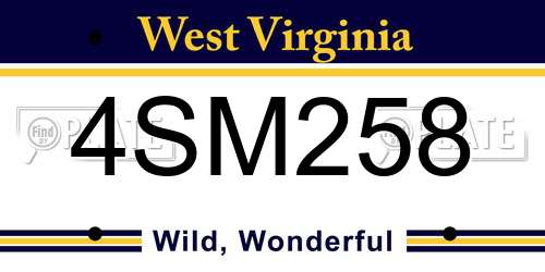 4SM258 West Virginia License Plate